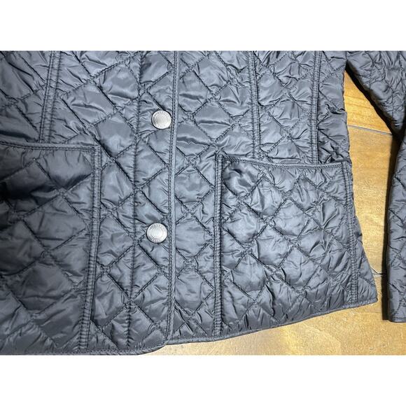 BURBERRY Brit Jacket Women's S Diamond Quilted Nova Check Black Lightweight - Picture 3 of 14